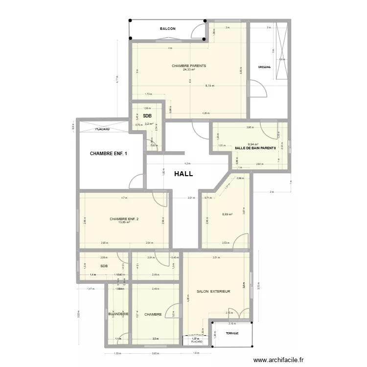 MAISON NGOYO_ETAGE. Plan de 10  et 92 m²