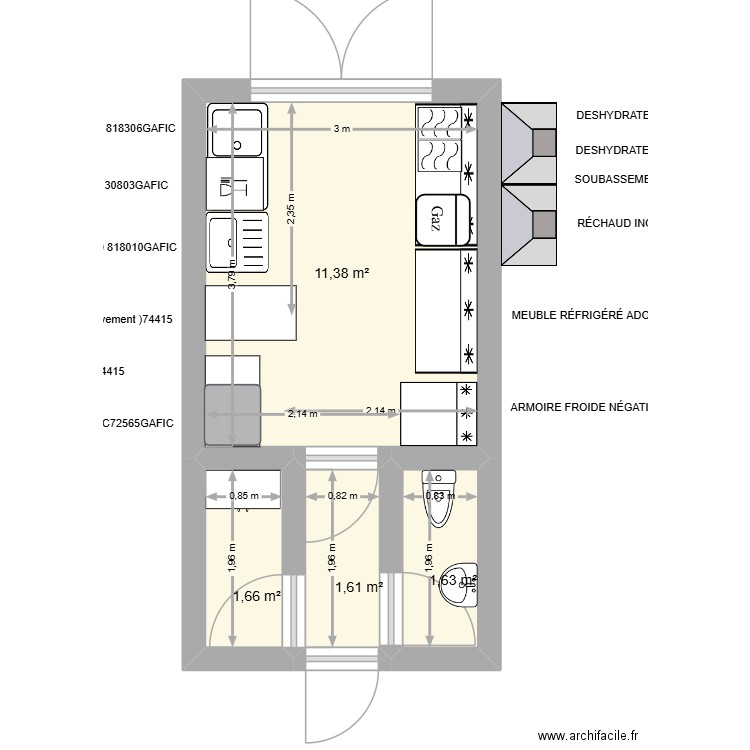 jadin bo kay. Plan de 4 pièces et 16 m2