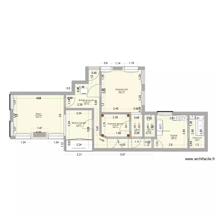 Plan existant Michel 2. Plan de 9 Pièces et 66 m² Plan existant Michel 2. Plan de 9 Pièces et 66 m²