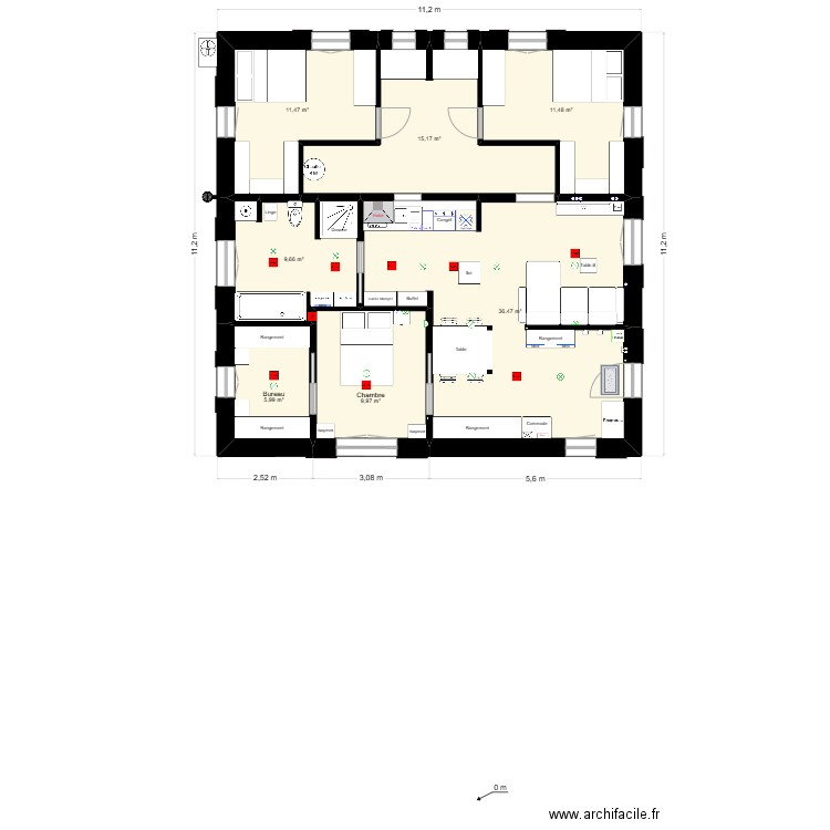 Maison revente. Plan de 7 pièces et 100 m2