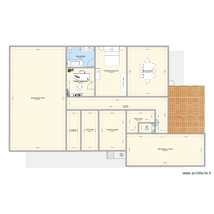 Appartement Behemoth. Plan de 12 pièces et 200 m2