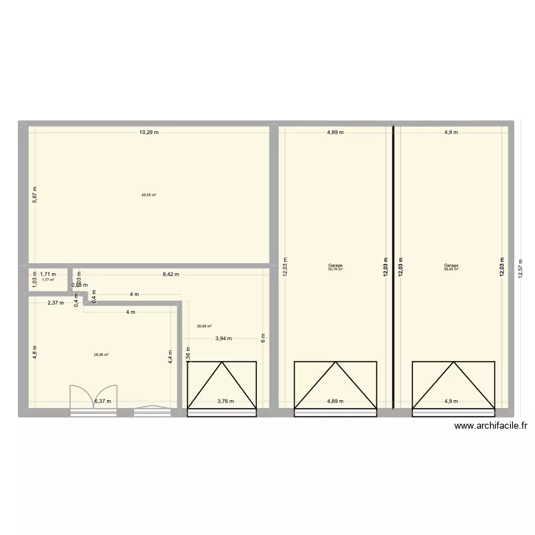 Projet Garage. Plan de 6  et 238 m²