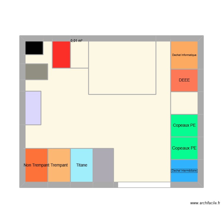 zone dechet. Plan de 17 pièces et 41 m2