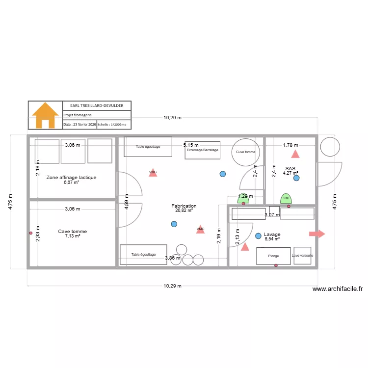 EARL TRESILLARD B2. Plan de 5  et 45 m²