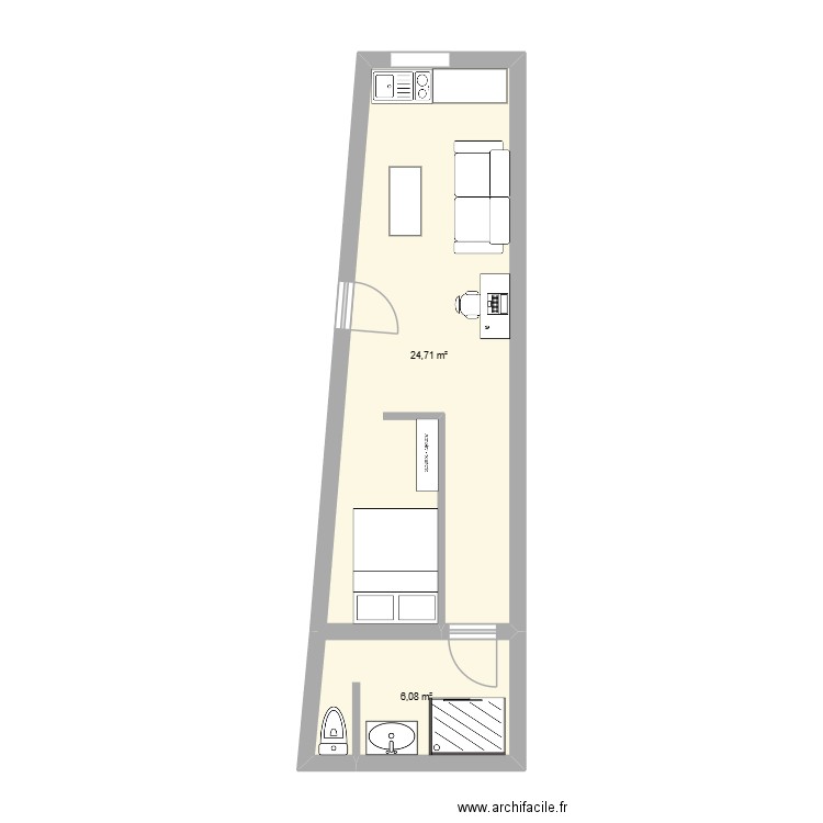 PLAN AMENAGEMENT Rdc MAIRET. Plan de 2 pièces et 31 m2