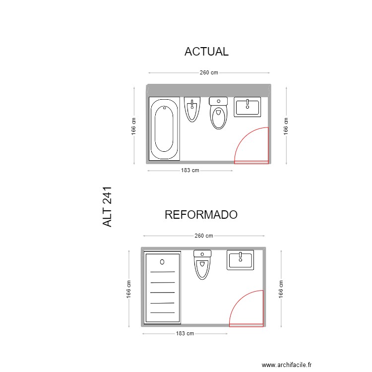 MARCOS. Plan de 2 pièces et 8 m2