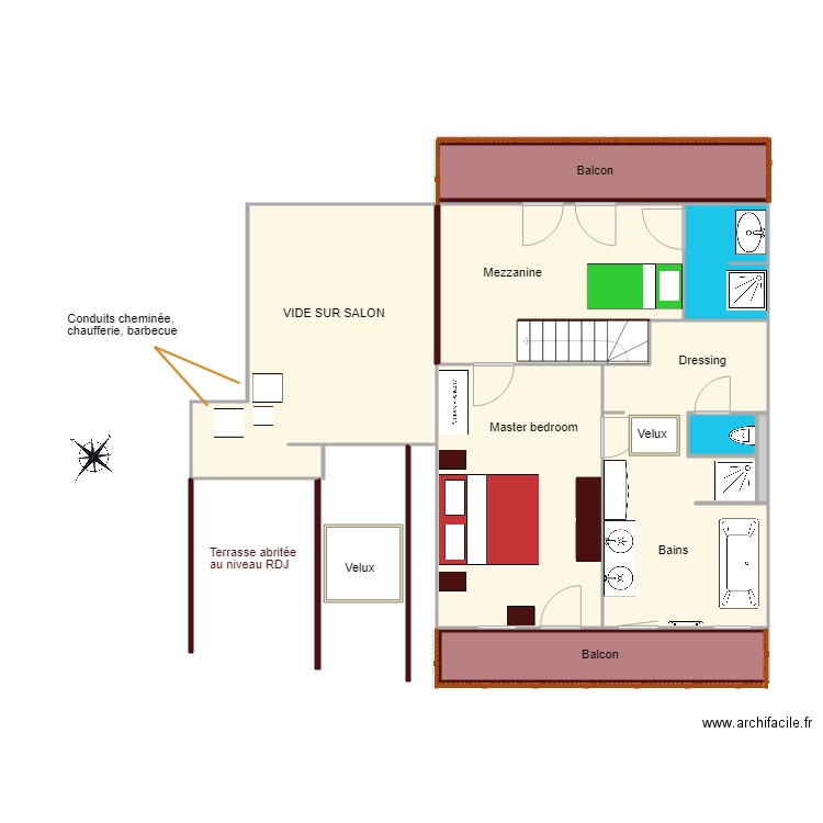 Etage chalet Amou. Plan de 0 pièce et 0 m2