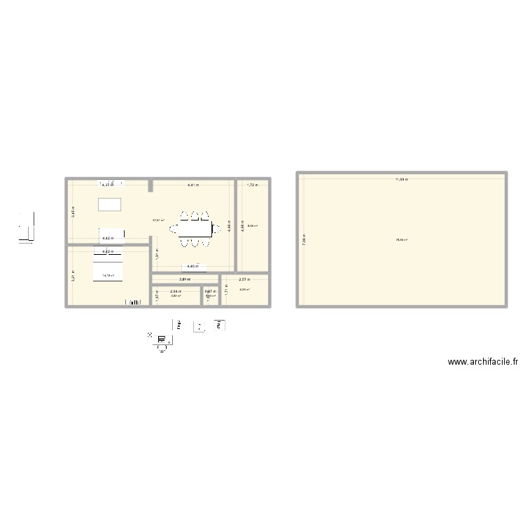 appart. Plan de 1 pièce et 16 m2