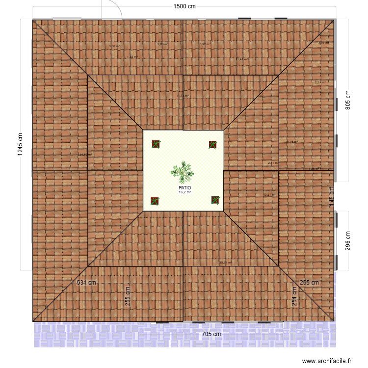 patio 5 4 5. Plan de 15 pièces et 177 m2