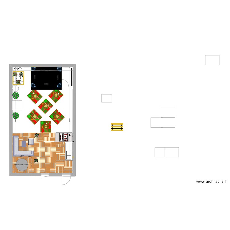 amenagement jardin v1. Plan de 3 pièces et 61 m2