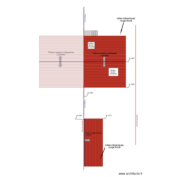 DP4 Plan de Toiture EXISTANT. Plan de 0 pièce et 0 m2