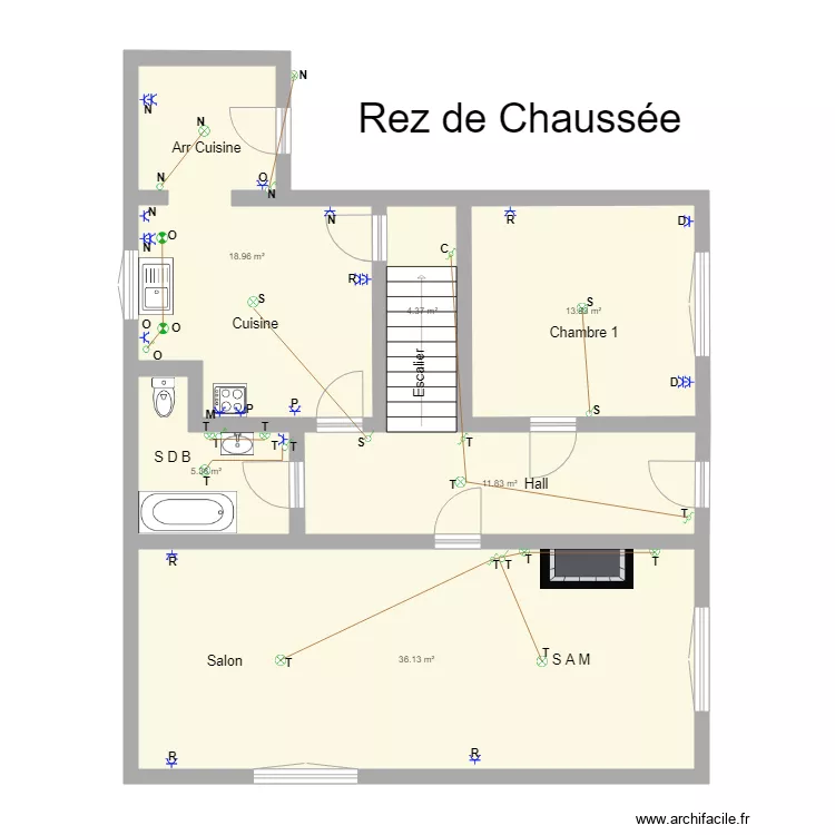 marie rose serge jemelle rez de chauss&eacute;e. Plan de 