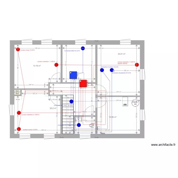 Plan VMC PULSION RDC ET ETAGE. Plan de 