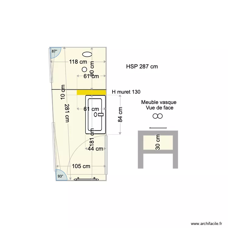 Salle deau Valentin Vue de dessus. Plan de 