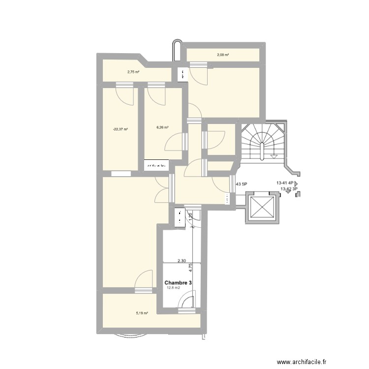Appartement Ceturion 13. Plan de 5 pièces et 22 m2