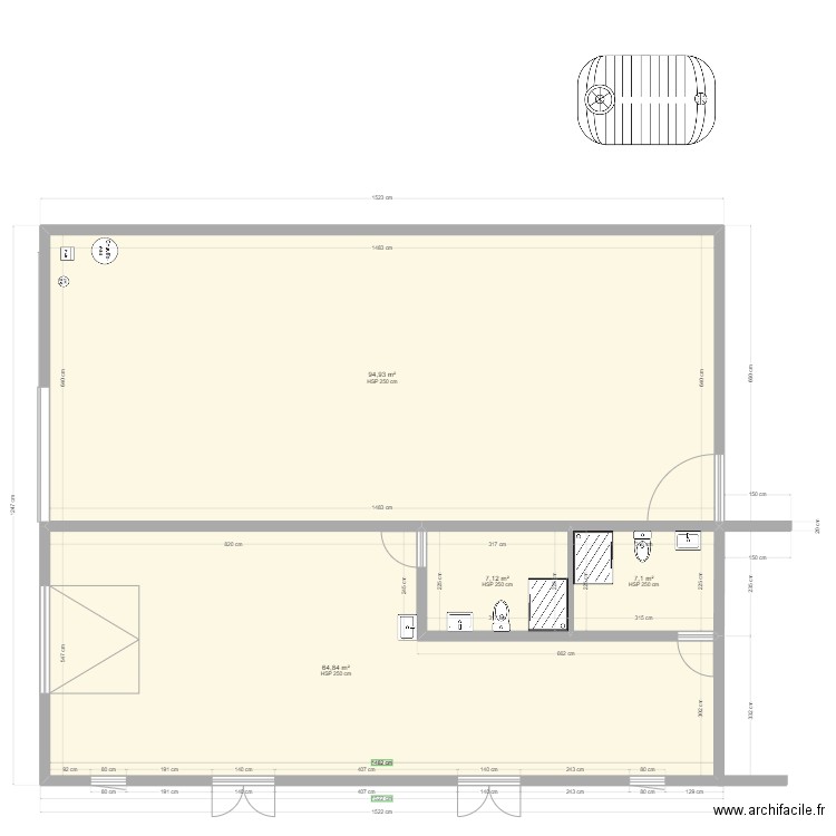 Archi_1a_Façade. Plan de 4 pièces et 174 m2