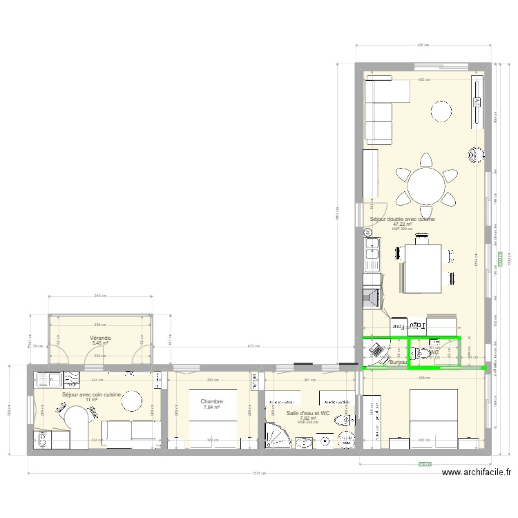 bel oeil plan avec extension 3. Plan de 0 pièce et 0 m2