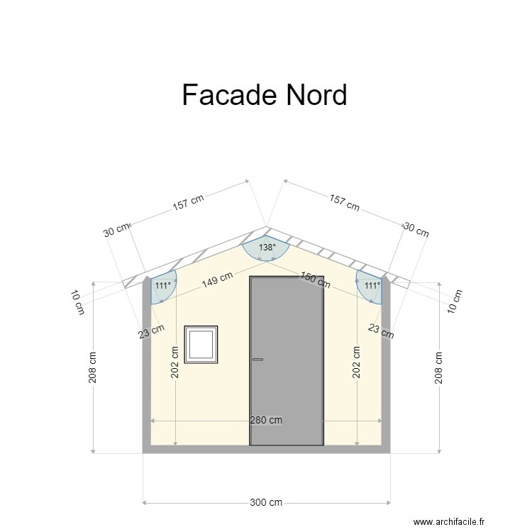 facade nord. Plan de 0 pièce et 0 m2