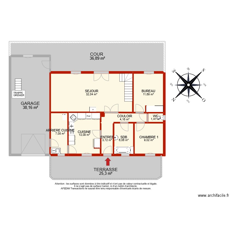 BI 8780 RDC. Plan de 13 pièces et 189 m2