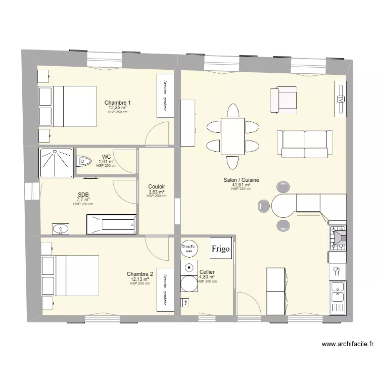 plan meubl&eacute;. Plan de 