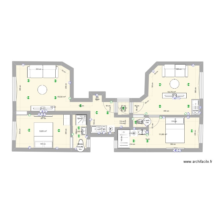 29 cavaignac 2M. Plan de 7 pièces et 60 m2