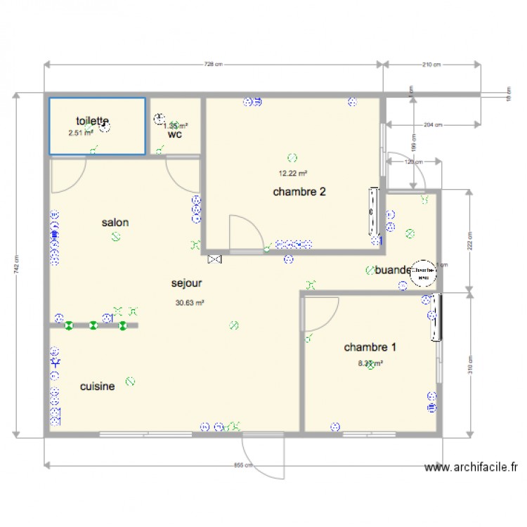 Appart F3 avant Buanderie elect. Plan de 0 pièce et 0 m2