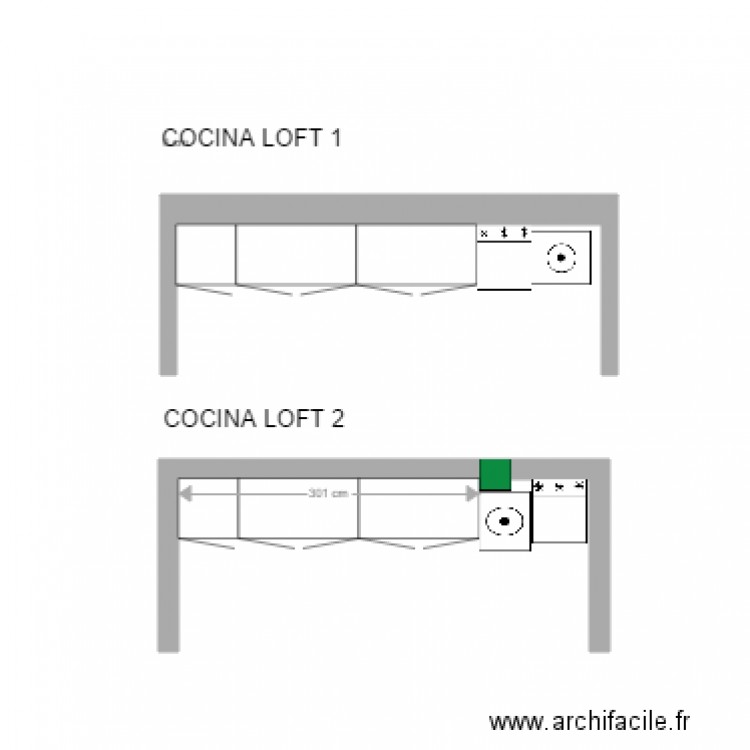 COCINA LOFT 1 Y 2. Plan de 0 pièce et 0 m2