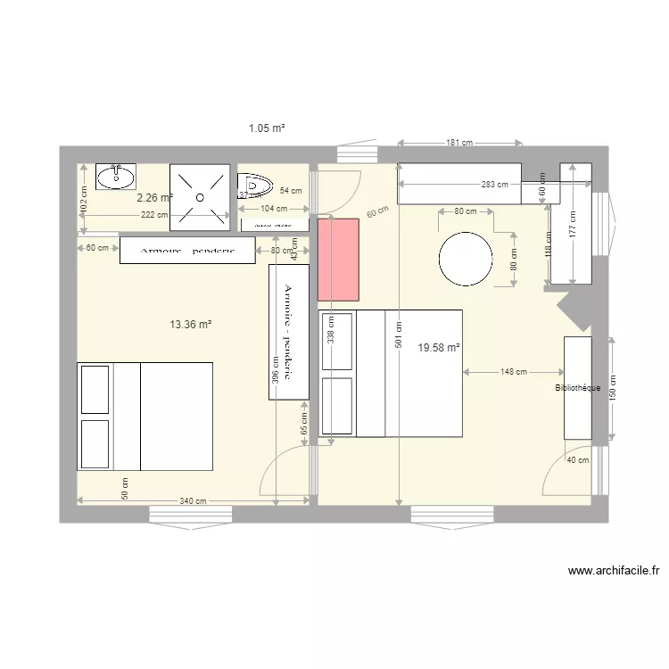 Projet Appart avec Alcoove. Plan de 