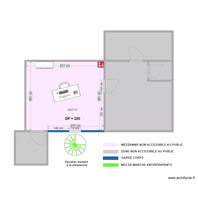 MEZZANNINE avant travaux. Plan de MEZZANNINE avant travaux. Plan de