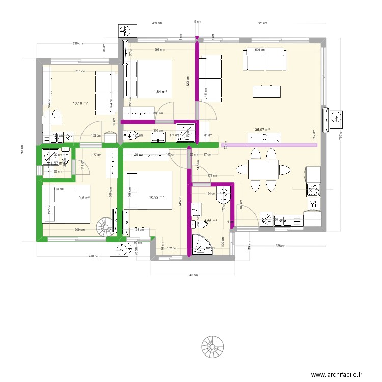 DEVOIS LOT B seul. Plan de 7 pièces et 85 m2