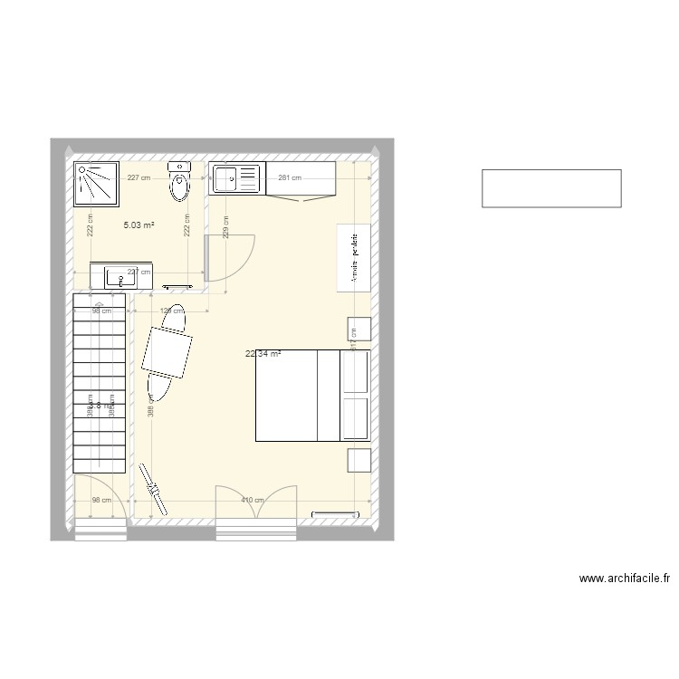 grange 1. Plan de 3 pièces et 31 m2