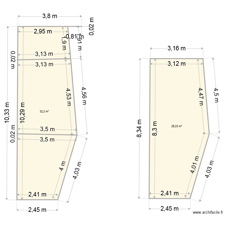 Terrain de pétanque. Plan de 2 pièces et 58 m2