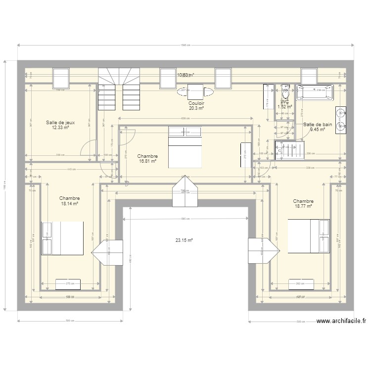 carlier ETAGE. Plan de 9 pièces et 131 m2