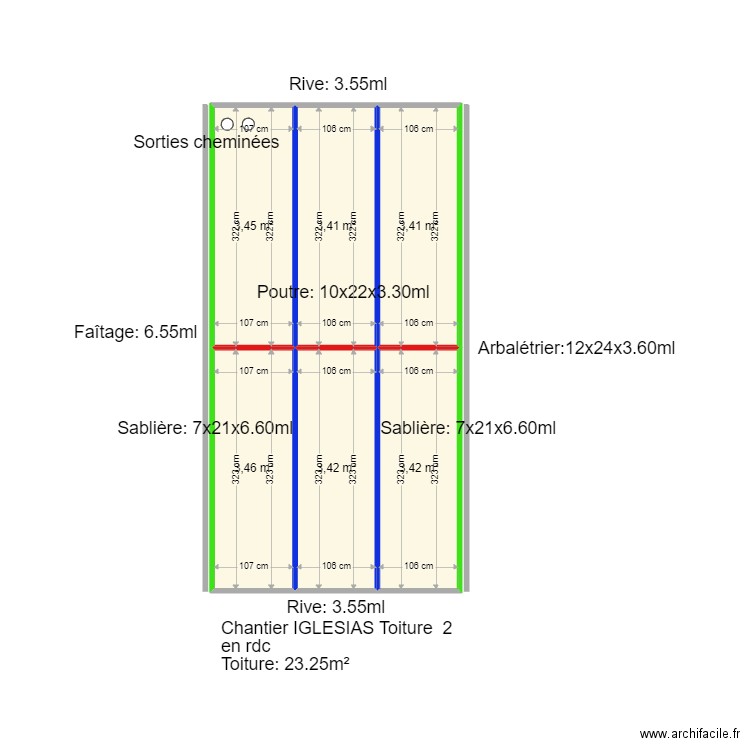 Plan IGLESIAS 2. Plan de 6 pièces et 21 m2