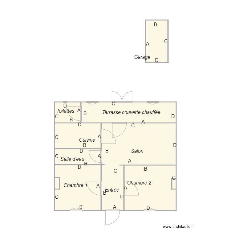 Croquis DARRIET. Plan de 10 pièces et 33 m2