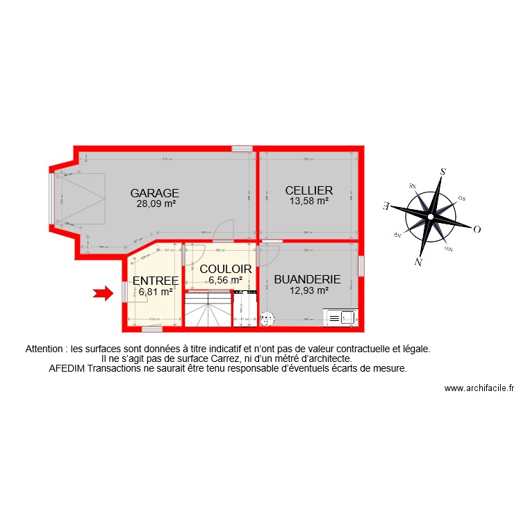 BI 8296 sous sol. Plan de 6 pièces et 70 m2