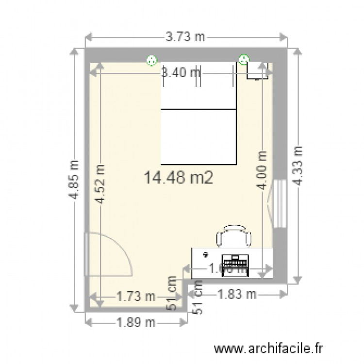 chambre. Plan de 0 pièce et 0 m2