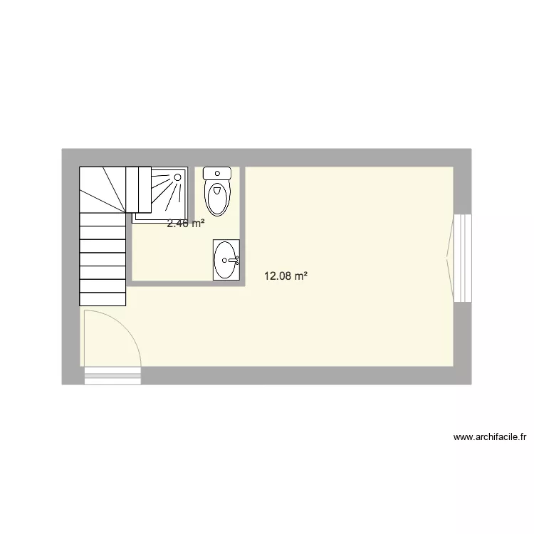 studio 14 m2. Plan de 