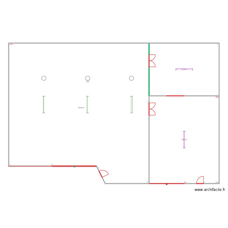 Atelier. Plan de 3 pièces et 360 m2