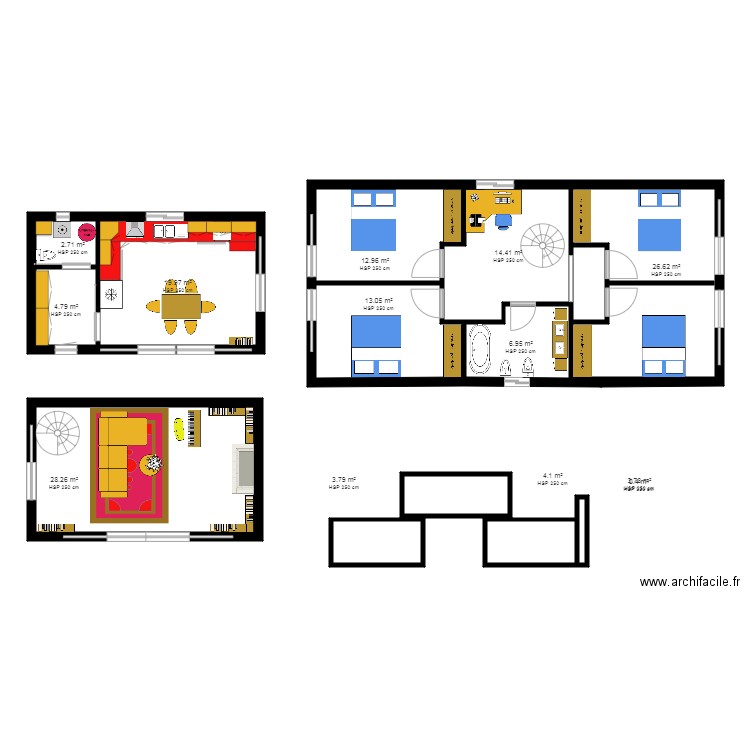maison moderne en trois éléments. Plan de 0 pièce et 0 m2