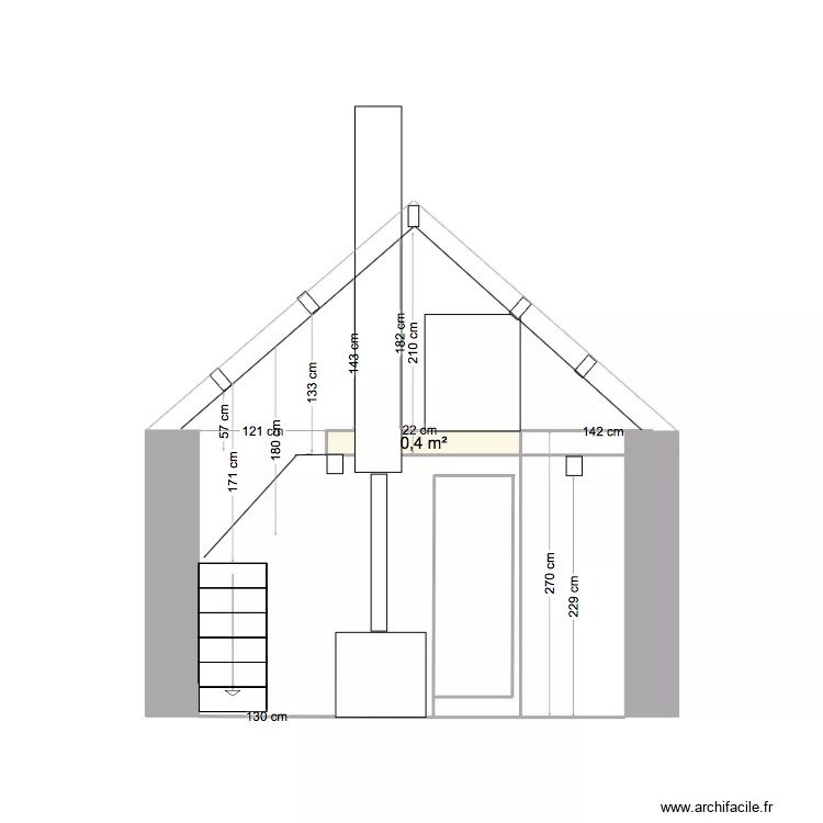 profil mur refend c&ocirc;t&eacute; cuisine cuisini&egrave;re &agrave; droite. Plan de 