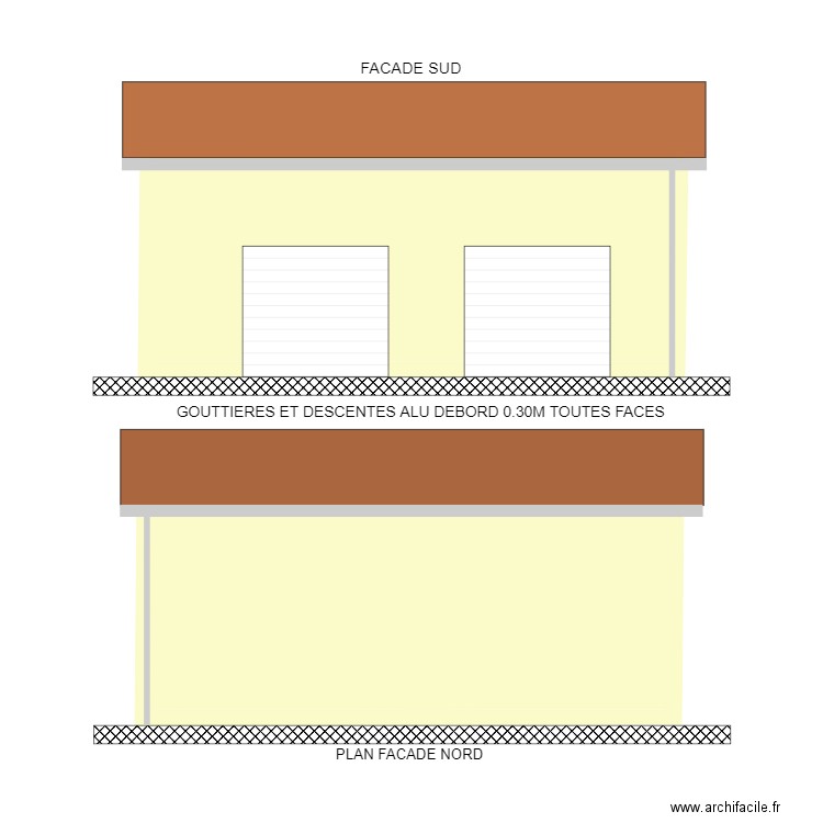 PLAN FACADE NS PC5a. Plan de 2 pièces et 55 m2