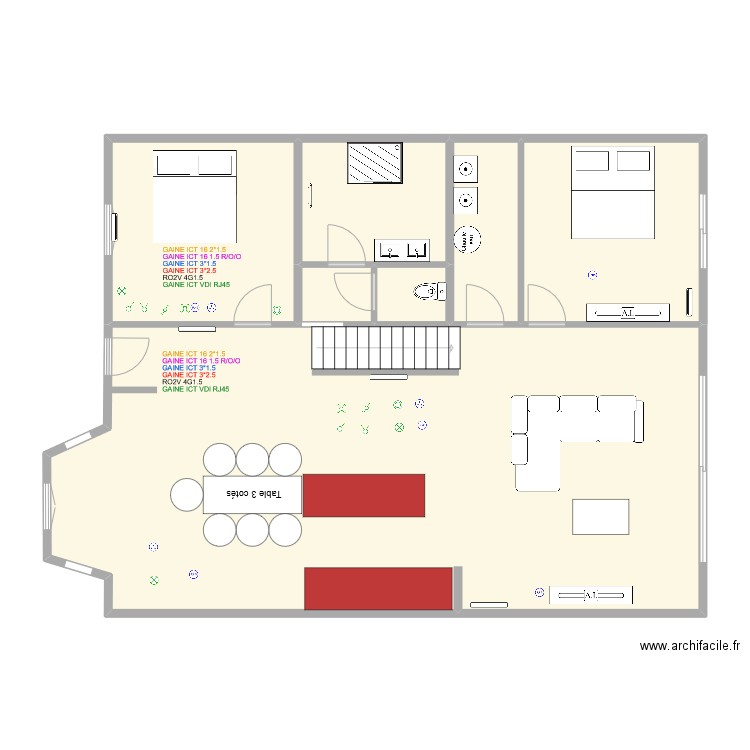 RdC_nomenclature. Plan de 7 pièces et 126 m2