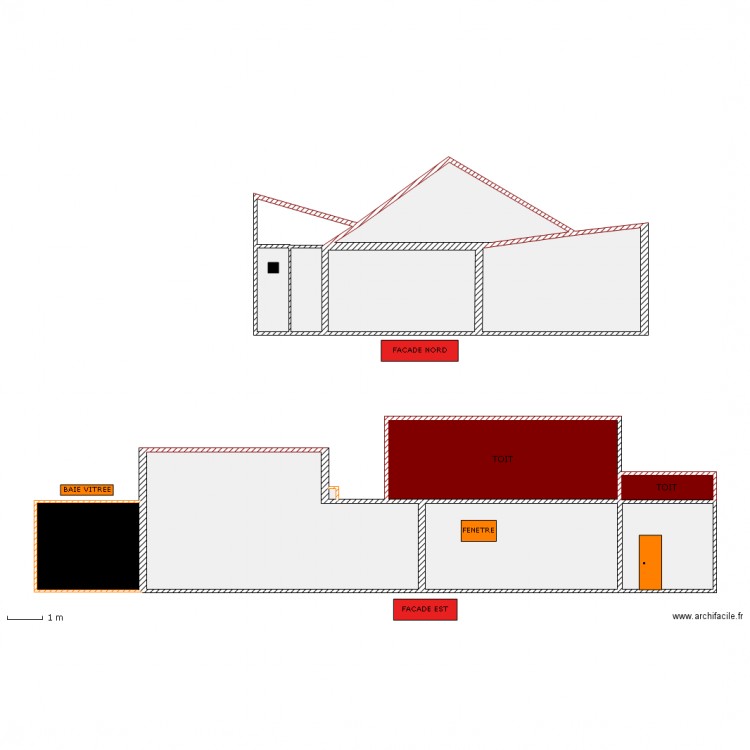 PLAN FACADE ET TOIT PROJET EXTENSION  PCMI5. Plan de 0 pièce et 0 m2