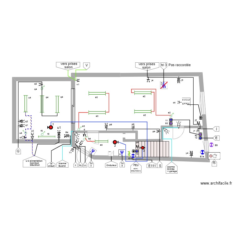 Oli garage Position avec fil corrigé   05-07-2023  105A. Plan de 8 pièces et 109 m2