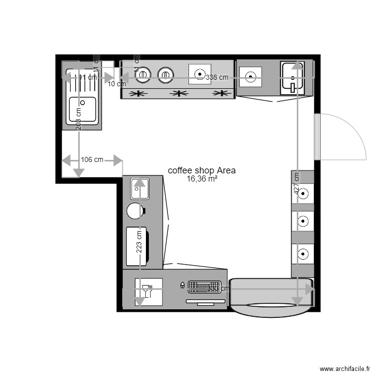 Hotel Ibri. Plan de 1 pièce et 16 m2