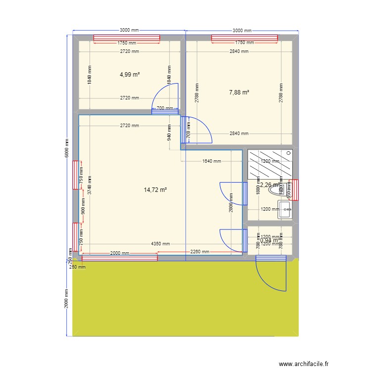 36 222. Plan de 6 pièces et 41 m2