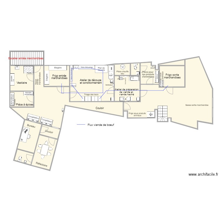 Flux viandes de boeuf. Plan de 0 pièce et 0 m2