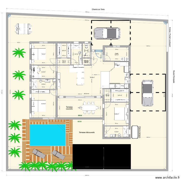 TERRAIN 1. Plan de 17 pièces et 604 m2