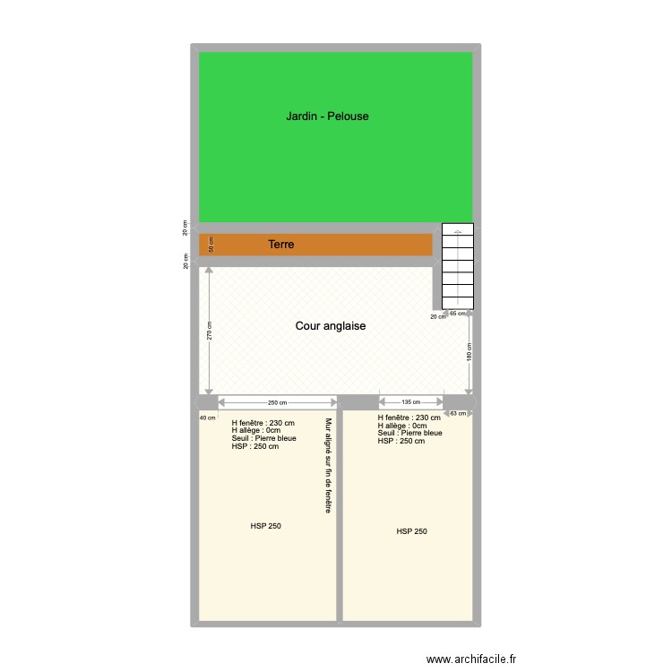 Construction Banning 21 Rez Jardin arrière. Plan de 6 pièces et 64 m2